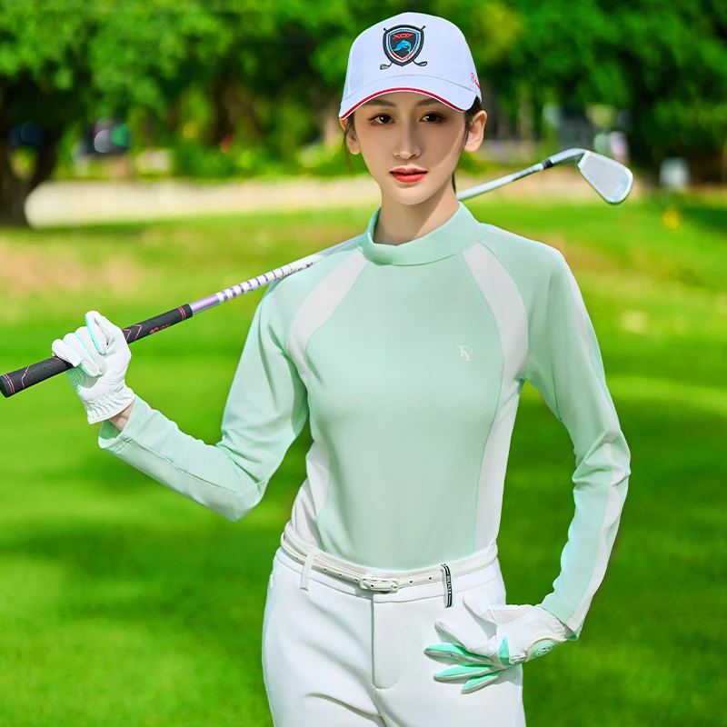 ttygj-ゴルフ-レディーストップス-春秋用-レディーススポーツウェア-長袖tシャツ-日焼け止めベースシャツ-ゴルフウェア