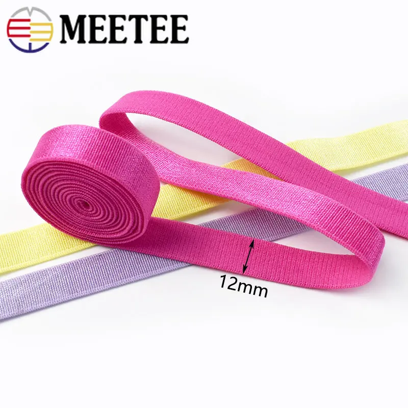 Meetee 10/20/45 metri 12mm fasce elastiche per biancheria intima reggiseno tracolla cintura Yoga fascia per capelli accessori per abbigliamento