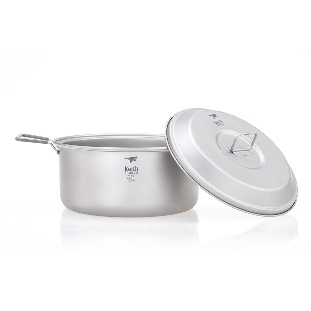 Imagem -03 - Keith Titanium Cooking Pot Camping Panelas Pote de Piquenique Ti6018 2.5 l