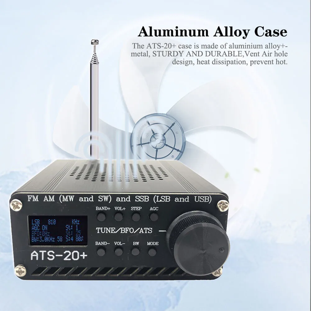 ANYSECU ATS-20+ All Band Radio Receiver SI4732 FM AM (MW & SW) SSB (LSB & USB) Scanner Portable Radio