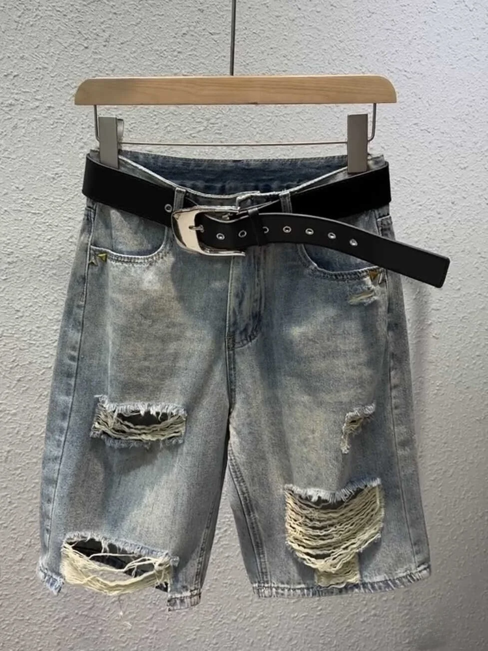 

Модные рваные джинсы с высокой талией и прямыми штанинами, женские, больших размеров, свободные, стройнящие, летние, новинка, джинсовая мода