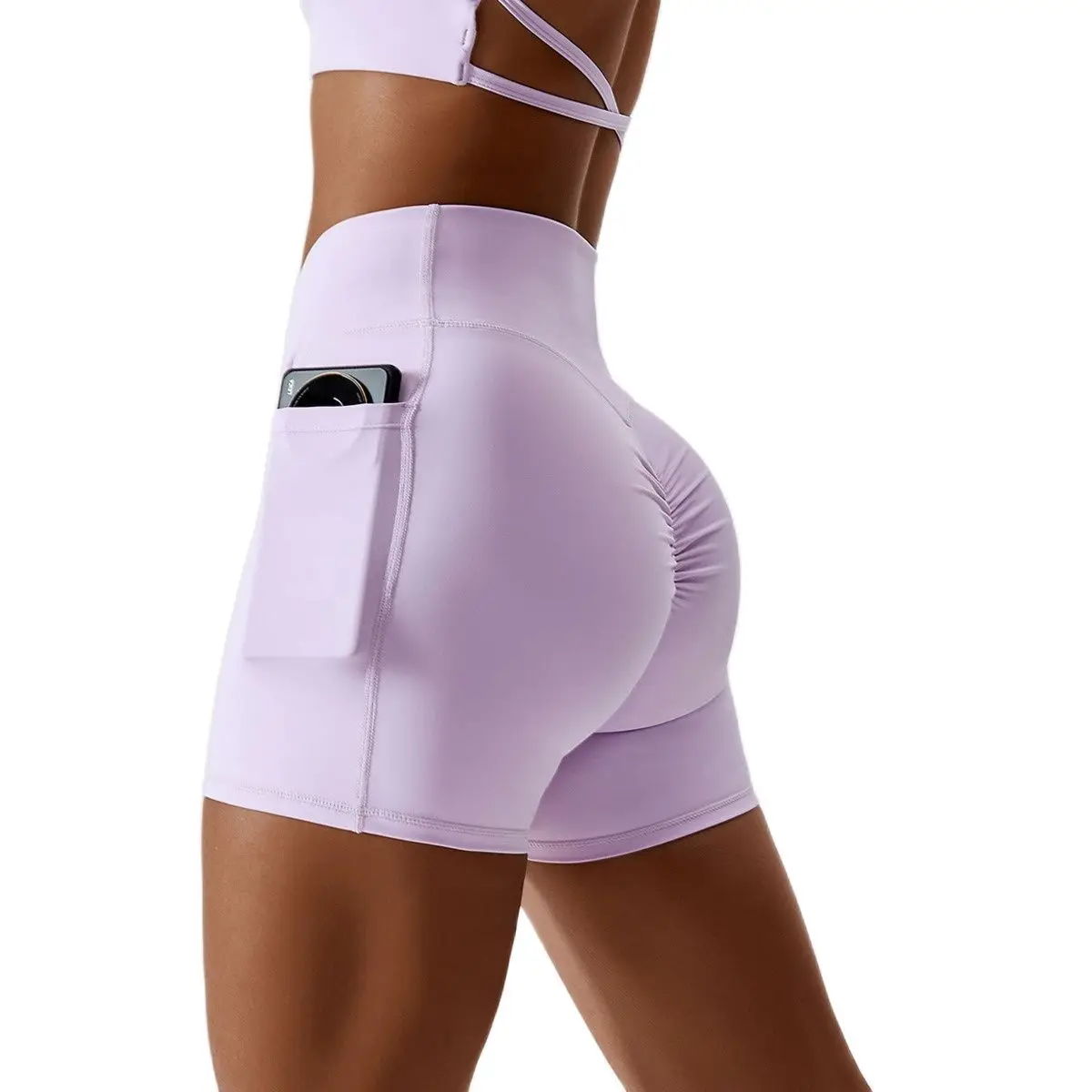 NCLAGEN Scrunch Shorts Yoga Hip Lifting Sport Pocket Fitness Leggings Women Crossover Running Workout Dry Fit Gym Butt Lift