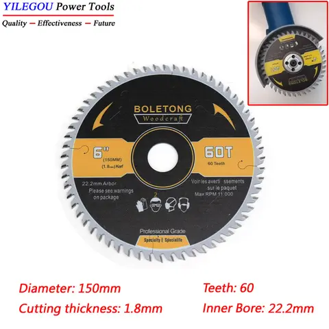 4', 5', 6' Carbide Circular Saw Blade. 107mm 110mm 125mm 150mm×60T TCT  Circular Saw Blade Cutting Wood. Arbor 16, 20, 22.2mm