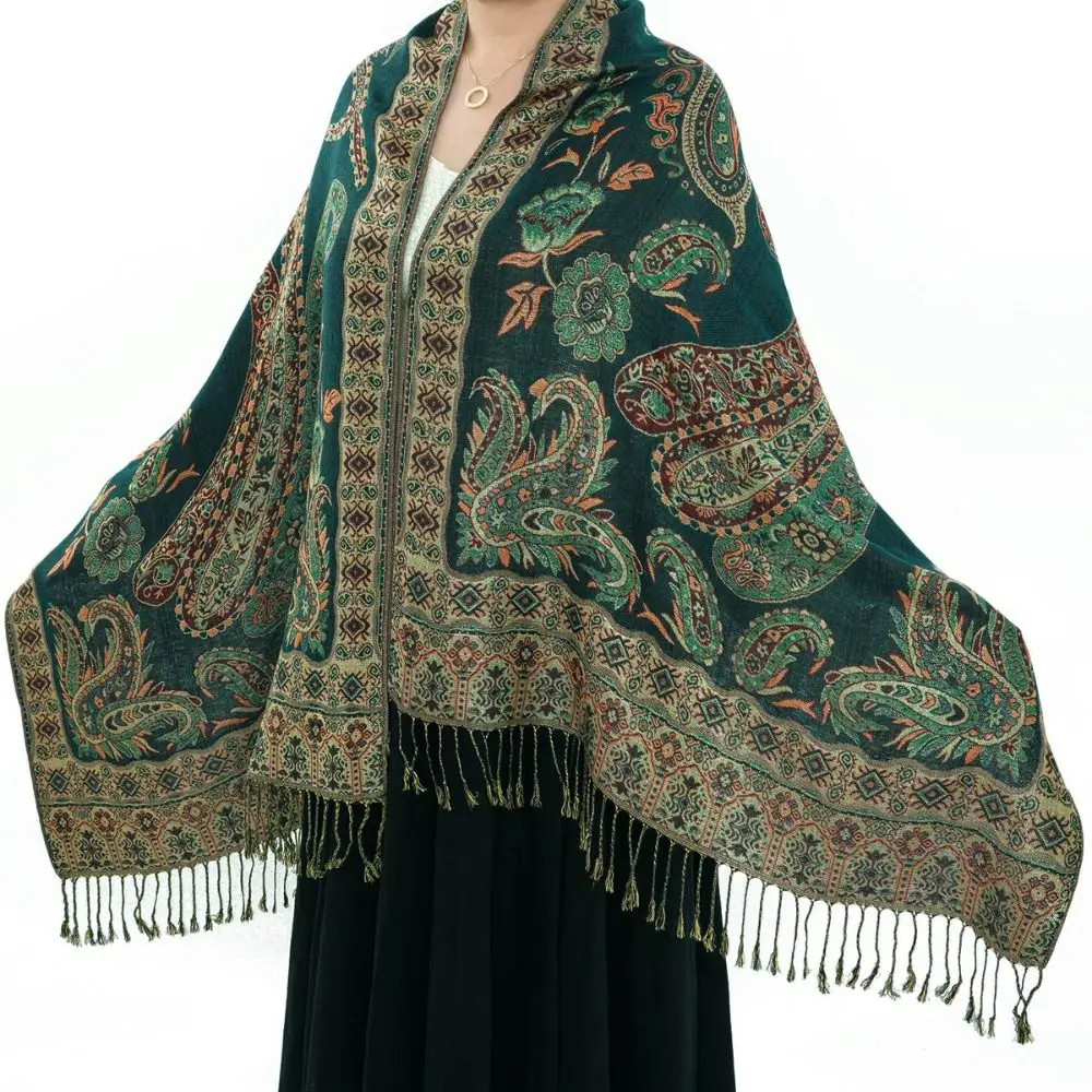 Fashion Paisley Long Scarf Tassel All-Match Pashmina Sun-Resistant Oversize Hijab