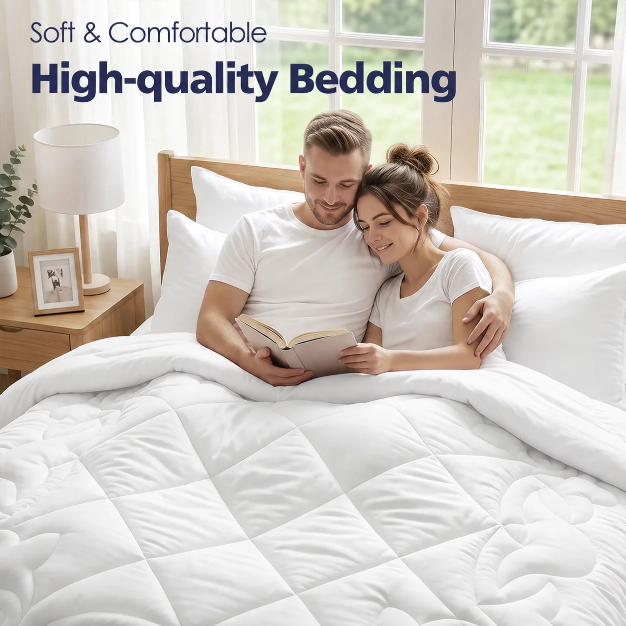 Comforter Duvet Insert, Quilted All-Season Comforter, Twin/Full/Queen/King Sizes, Down Alternative Bedding Blanket with 8 Tabs, Soft, Cozy & Warm, Machine Washable, Christmas & Halloween Home Decor for Bedroom & Guest Room, Gift for Women & Men