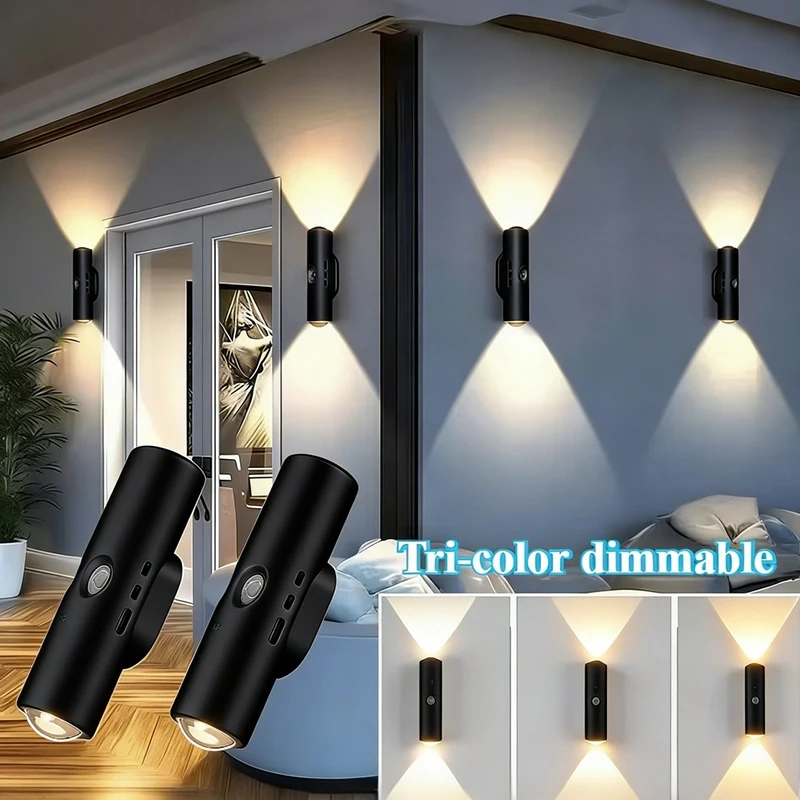 Smart Sensor Wall Light USB Rechargeable Motion Sensor Night Light LED Magnetic Spotlight for Bedroom Hallway Stairs