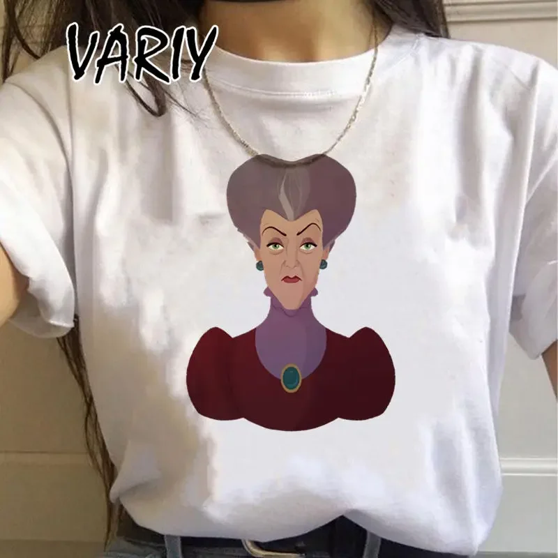 Classic Movie Villains Group Print T Shirt Women Top Cartoon Tees Harajuku Maleficent T-shirt Fashion Tshirt Female Four Season