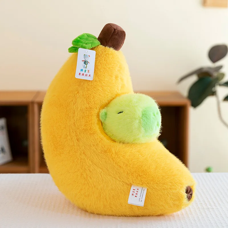 35cm simulação banana capivara boneca de pelúcia pano boneca dos desenhos animados banana capibara boneca macia bonito capibara anime brinquedo fofo