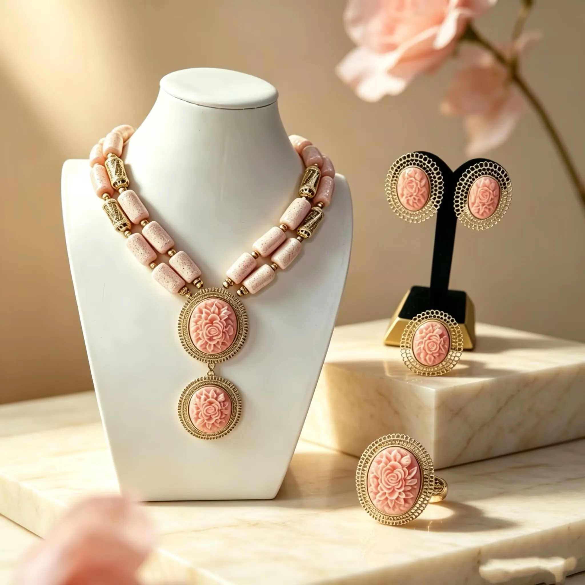 4pcs African Fashion Wedding Real Big coral Beads Jewelry Set