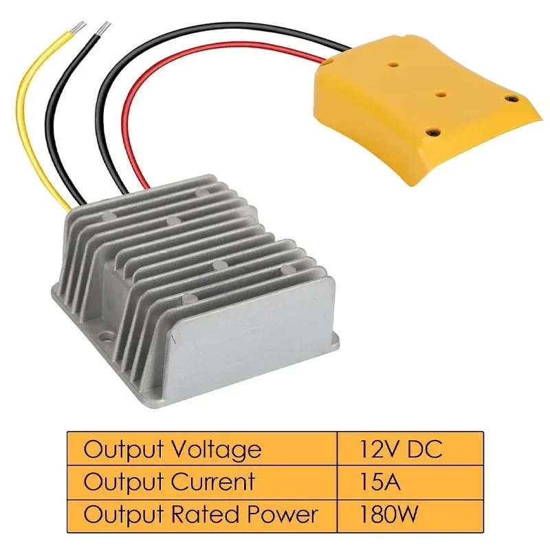 디월트용 스텝 다운 컨버터, 20V ~ 12V 어댑터, 리튬 이온 배터리, 15A, 180W 어댑터, 자동 벅 부스트 컨버터 레귤레이터