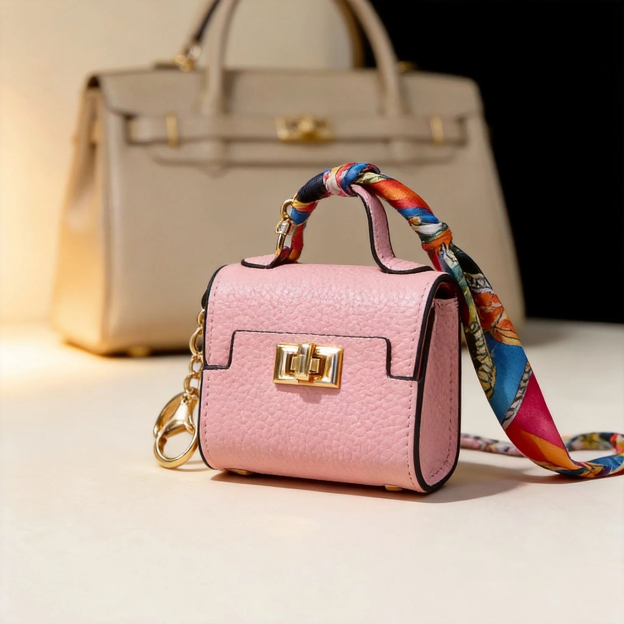 Mini Square Leather Bag Charm Bag Pendant Light Luxury Cute Bag Pendant Fashion Decor Accessories Creative Keychain Coin Purse++ view 6