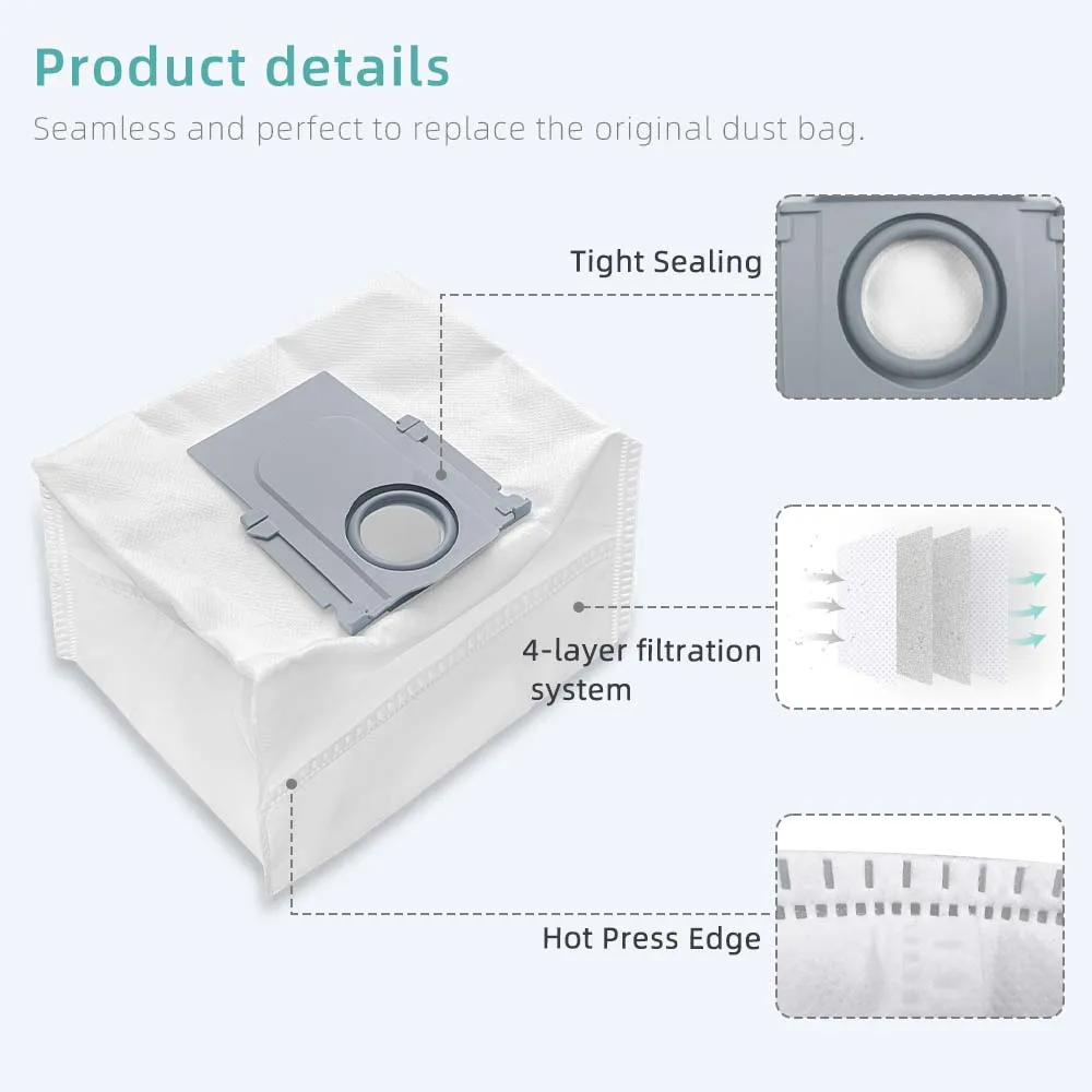 Kompatybilny z odkurzaczami robotami Roborock S8 / S8+ / S8 Pro Ultra / S7 MaxV Ultra / S7 Pro Ultra / Q7+ / Q7 Max+ / T8 / G20 Akcesoria do workowca