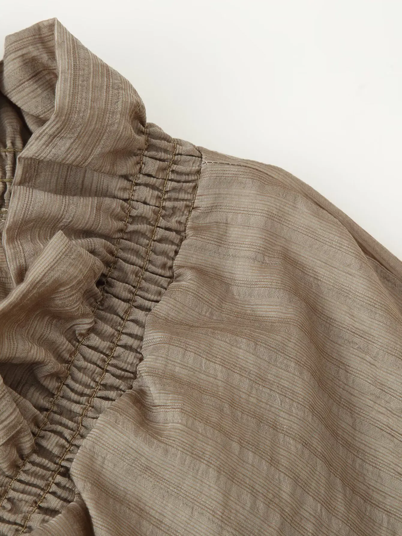 Nlzgmsj 2026 Herbst Damen Rüschen V-Ausschnitt Laternenärmel Langarm-Bindung Locker Sitzendes Hemd Vintage Lässige Oberteile Weibliche Locker Sitzende Hemden – Detail 4