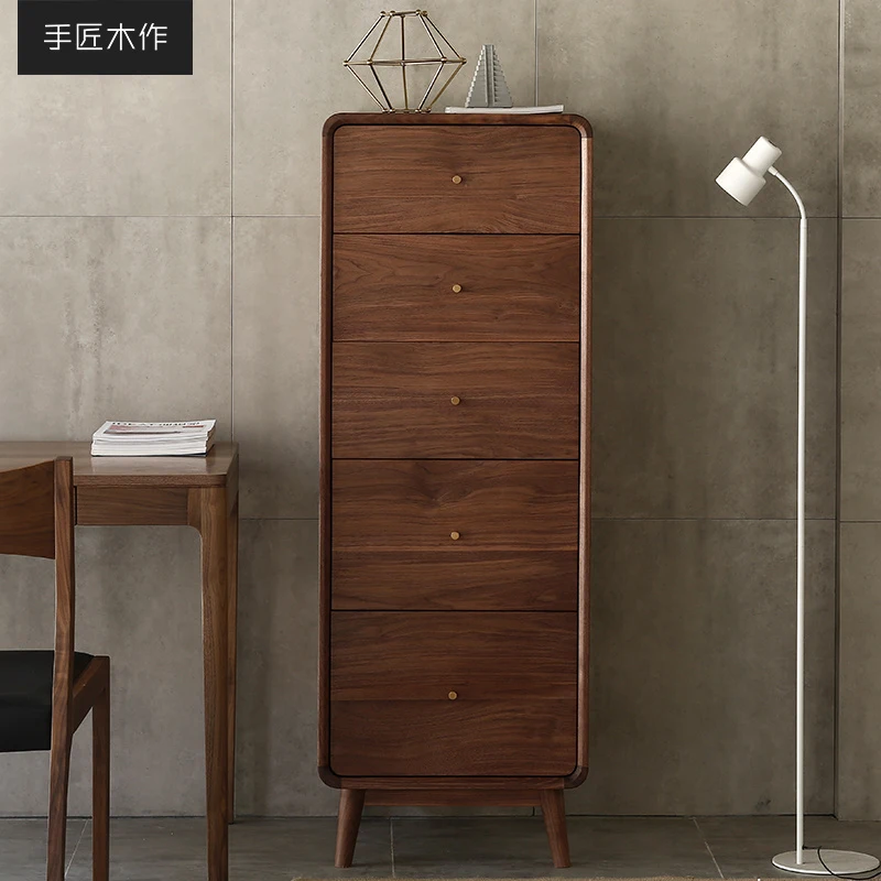 

Black walnut chest of drawers Solid wood bedroom Small apartment