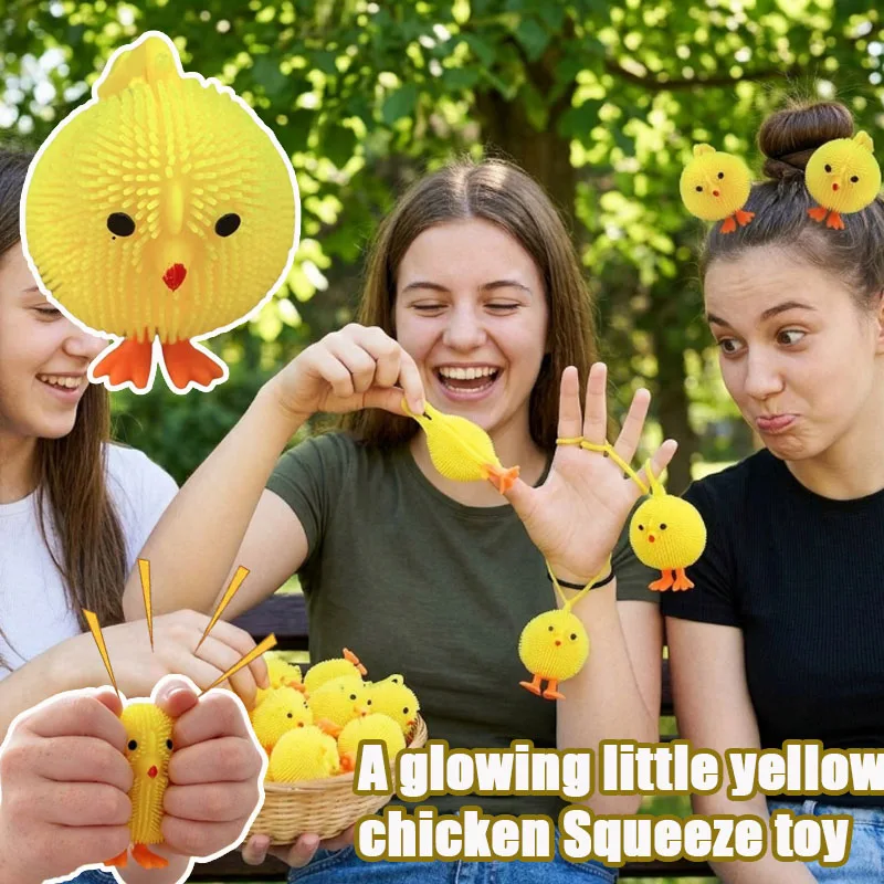 12-36PCS Squeeze Toy Glow Chicken Slow Rebound Squishy Stress Relief Ball for Kids Adults Home Office Party Novelty Gift Decor