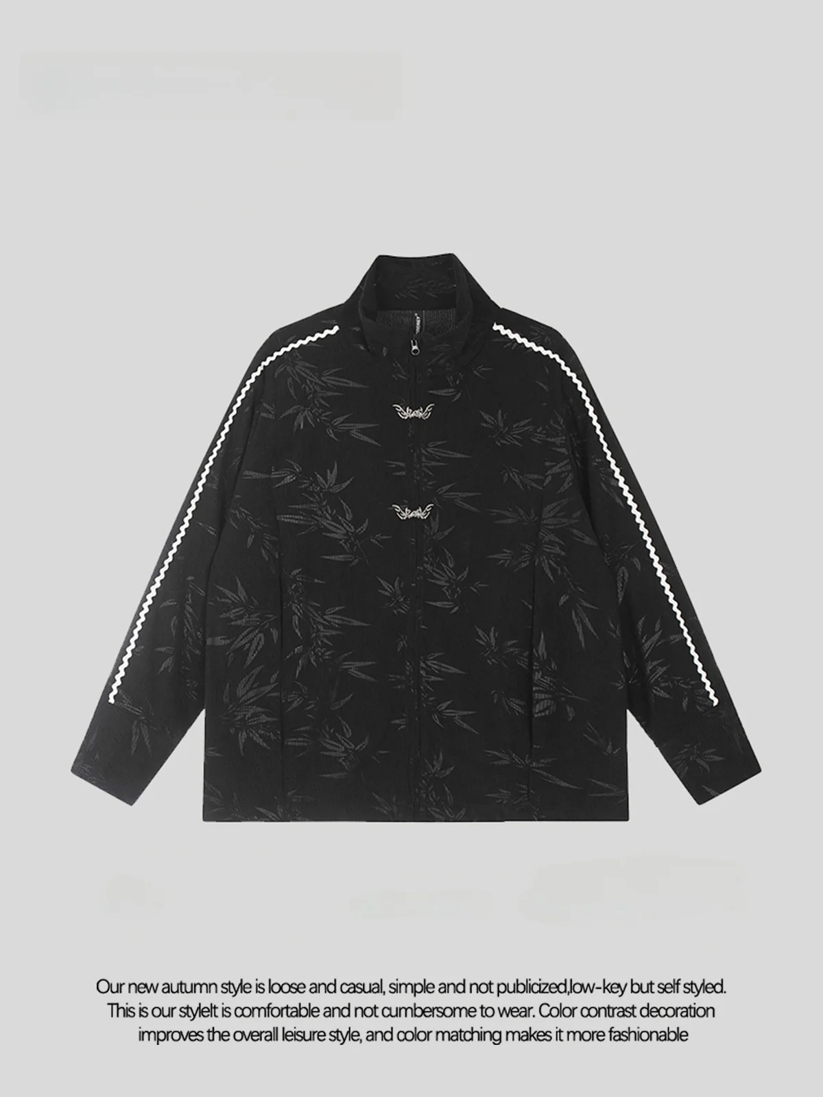 Casual Loose Silk Luster Jaet for Men And Women Spring Autumn New Chinese Sle Faionable Metal Bule Matching Outerwear