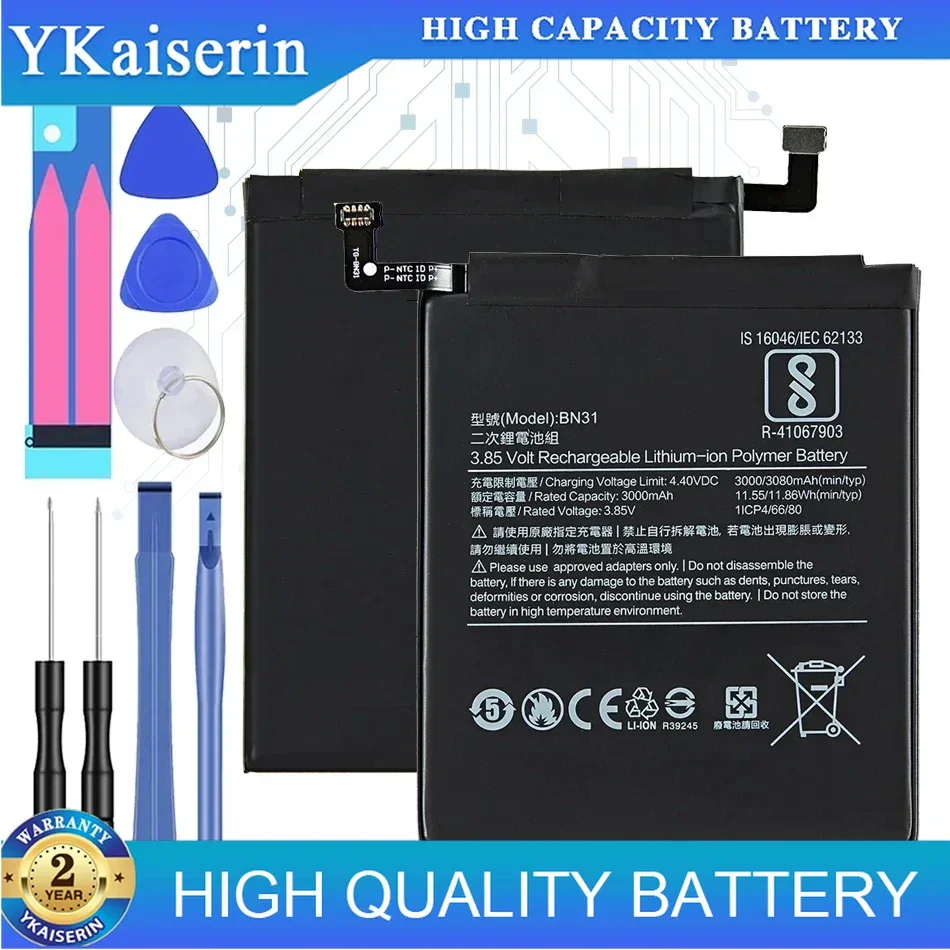 BN31 3080Mah Battery Xiaomi 5X Mi5x For Redmi Note 5A Pro Mi A1 Y1 Lite S2 BN 31 Batteries