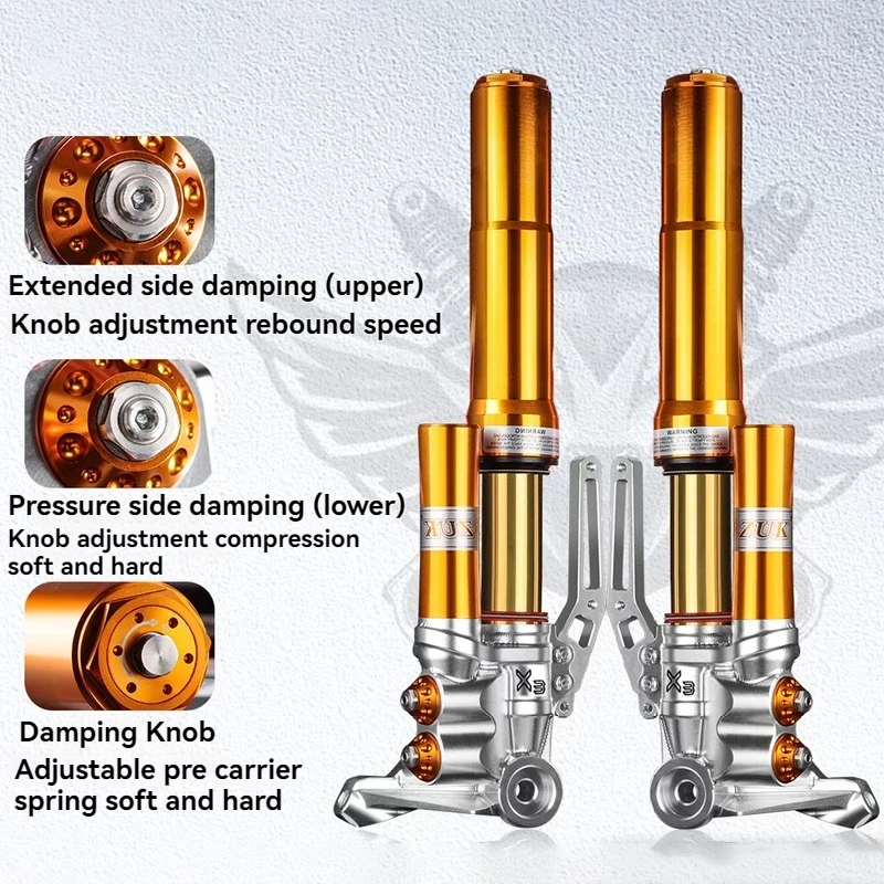 X3 Inverted Front Shock Absorber for Cygnus X Motorcycle Nitrogen Cylinder Adjustable Damping  Motorcycles Shock Absorber