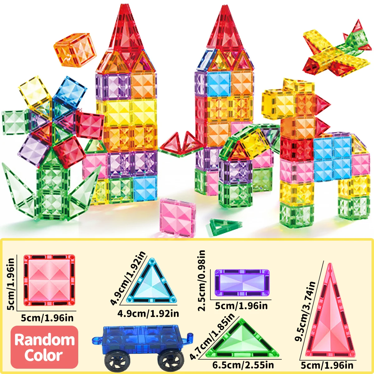 30/50/100PCS Magnetische Bausteine Bau Set 3D Spielzeug Für Kinder Montessori Pädagogisches STEM Blöcke Spielzeug mit Rädern