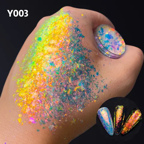 Boxed Sequin Opal Powder Color Reflective Acrylic Powder Glitter for Nails 0.3g Manicure Art Glitter Decoration