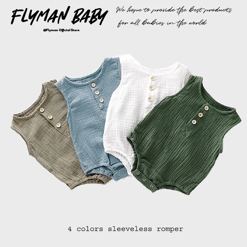 Baby Infant Newborn Girls&boys Comfort Button Sleeveless Romper Jumpsuit Bodysuit Summer Clothes