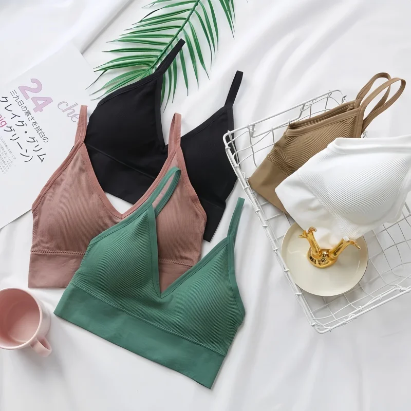 Tops cortos sexis para mujer, Top de tubo, sujetador, ropa de calle femenina, camisola sin mangas, lencería deportiva sin costuras, Top corto, Top