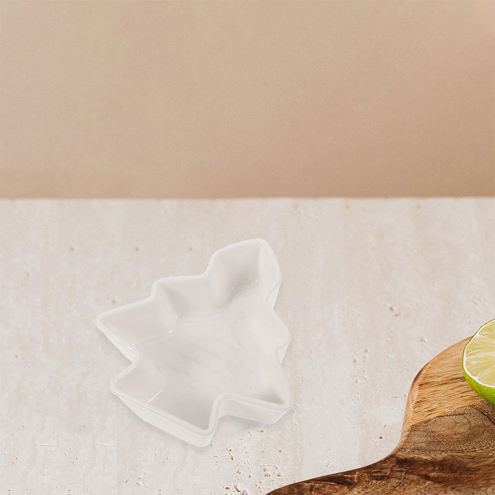 

2Pcs Ceramic Christmas Tree Shape Snack Tray Fruit Serving Plate Dessert Dish Multi-Grid Dry Fruit Tray for Home Restaurant