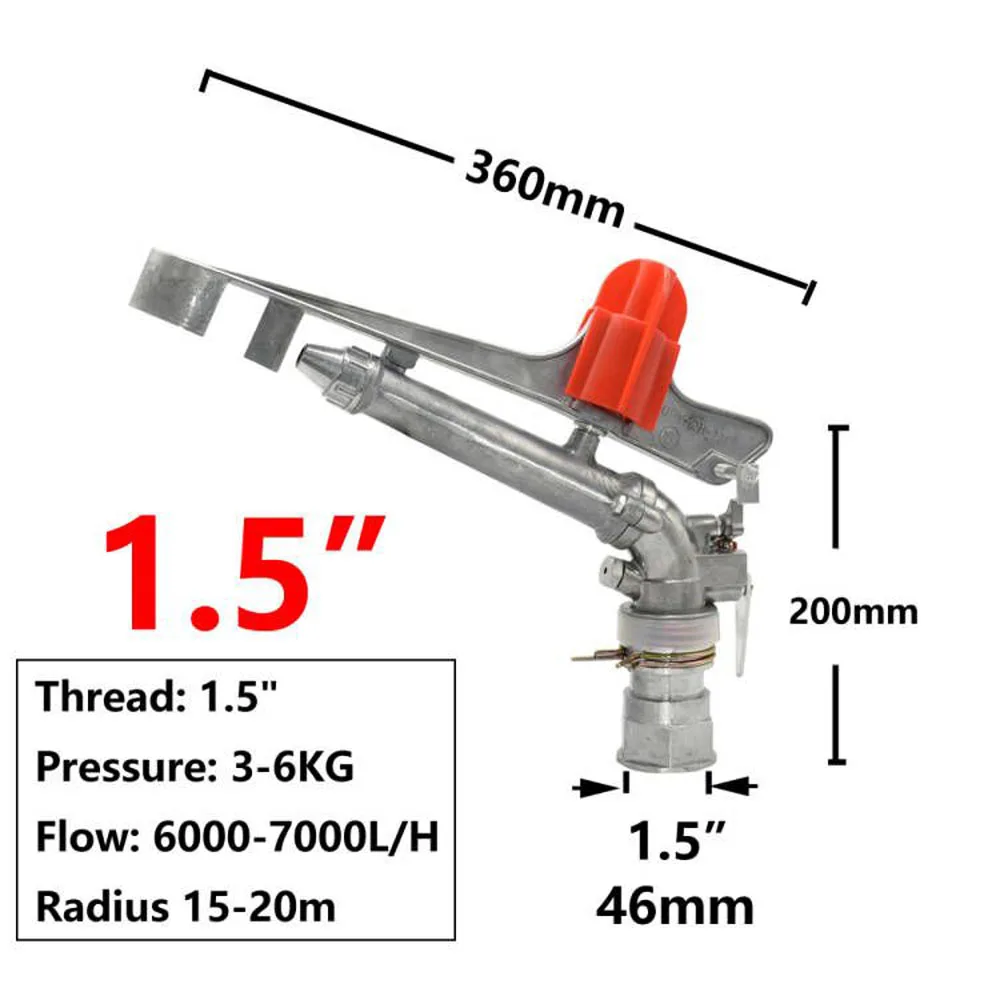 1 "1.5" 2 "Binnendraad Rocker Impact Sprinkler Gun Grote Spray Bekleding Bereik Tuin Boerderij Gazon irrigatie Watering Regenpistool