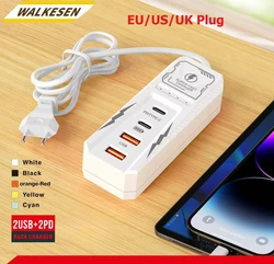 4 Ports USB Type C Charger Fast Charging Wall Charger Phone Adapter For iPhone 16 15 Pro Max Xiaomi Samsung Huawei Power Socket