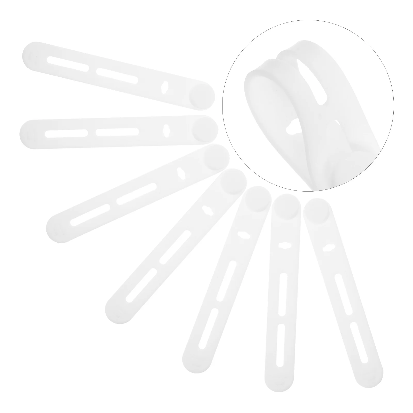 

10pcs Silicone Cable Ties Multi-Function Reusable Cord Organizer For Headphones Usb Audio Computer Data Cables White