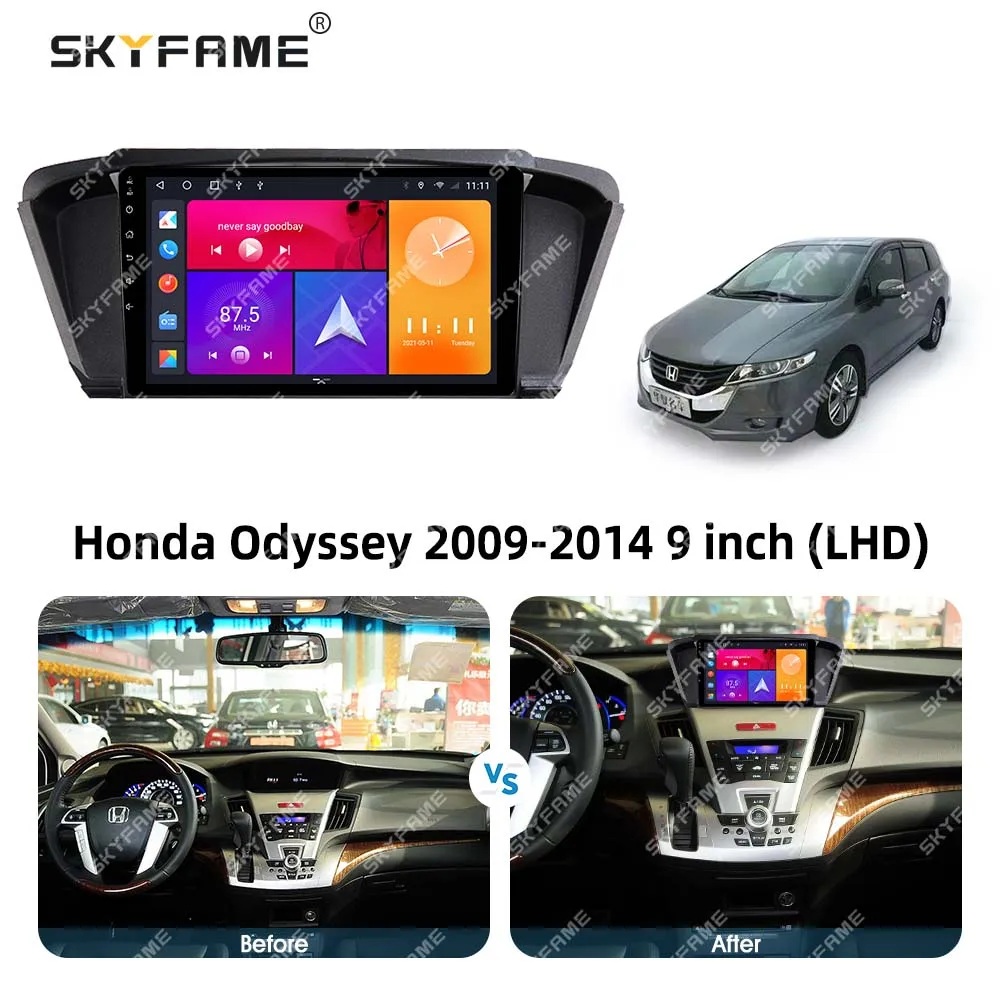 SKYFAME-Adaptador de Fascia para marco de coche, decodificador de caja Canbus, Kit de Panel de montaje de tablero de Radio Android para Honda Odyssey