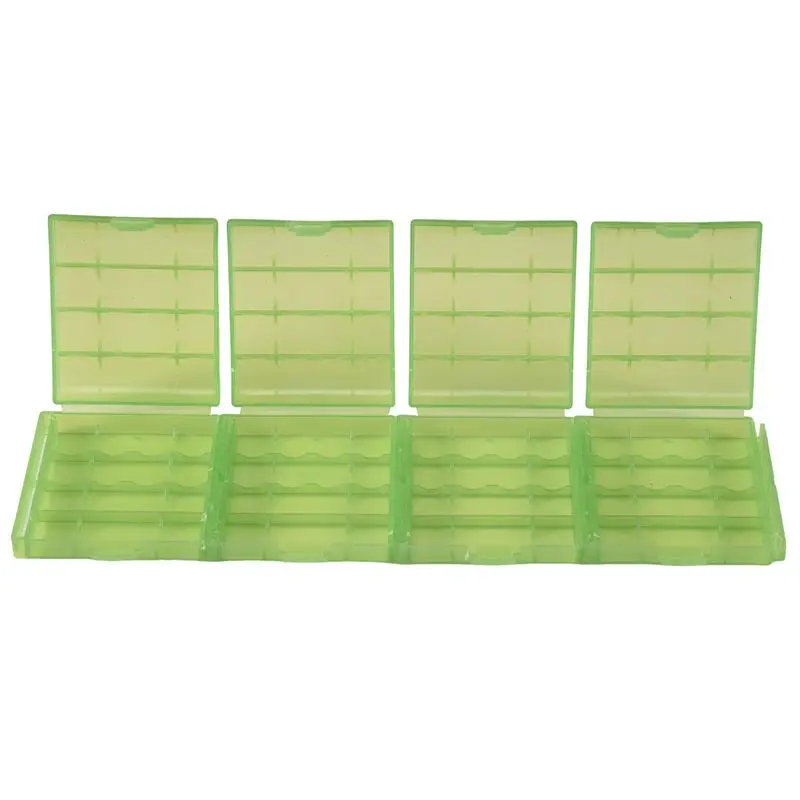 DT51 Pack of 4 PCS AA/for AAA Battery Storage Hard Case Box, Green, Portable, Holds 4xAA or 4xAAA Batteries