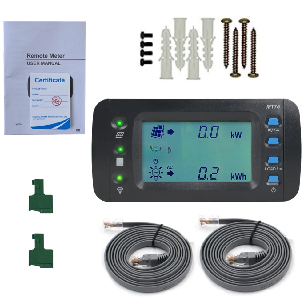 

MT75 Remote Meter with Dual Communication Ports for EPEVER Solar Controller and Inverter Monitoring and Remote On/Off Control