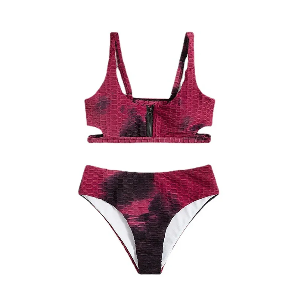 مثير الجوف بيكيني سستة Tankini التعادل صبغ ملابس السباحة ثونغ عالية الخصر عطلة ملابس النساء البرازيلي الشاطئ الزي ثوب السباحة