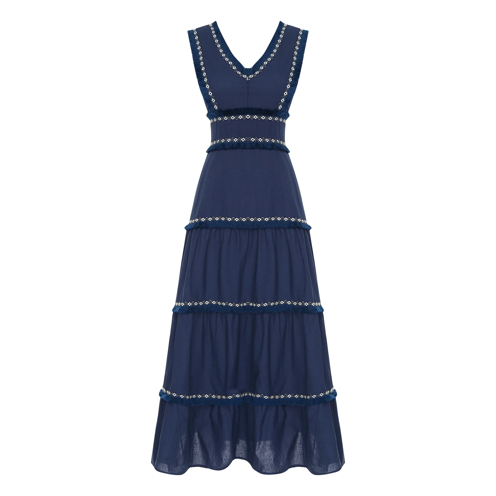 Womens Boho Sundress Tiered Dress V Neck Vestidos A-line Tank Dress for Vacation Women Beach Dress Sleeveless Female Dresses