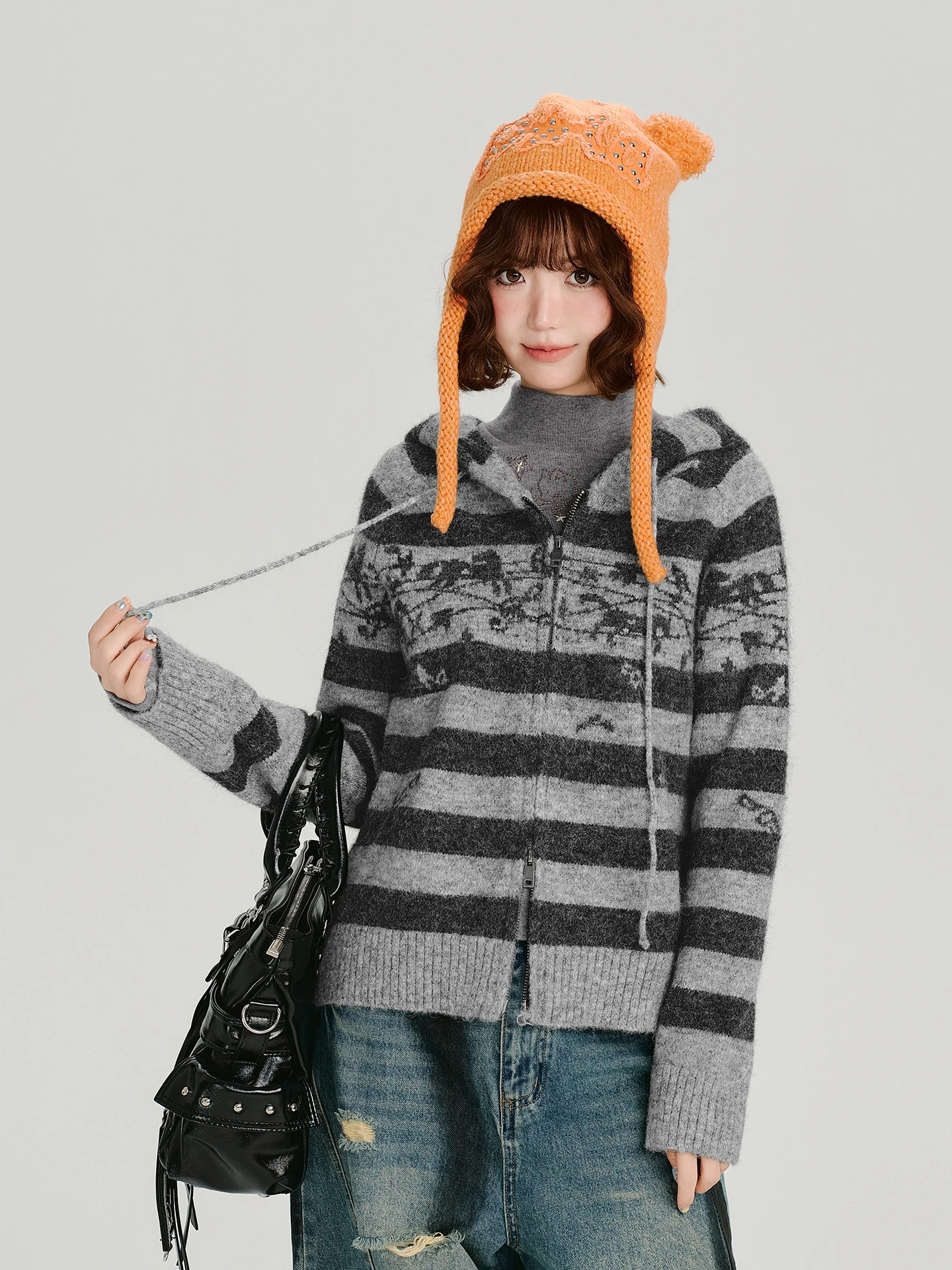 

Girly американская шляпа в стиле ретро, свитер, открытый кардиган, женская осенне-зимняя новая мягкая свободная верхняя одежда, вязаная длинная молния све