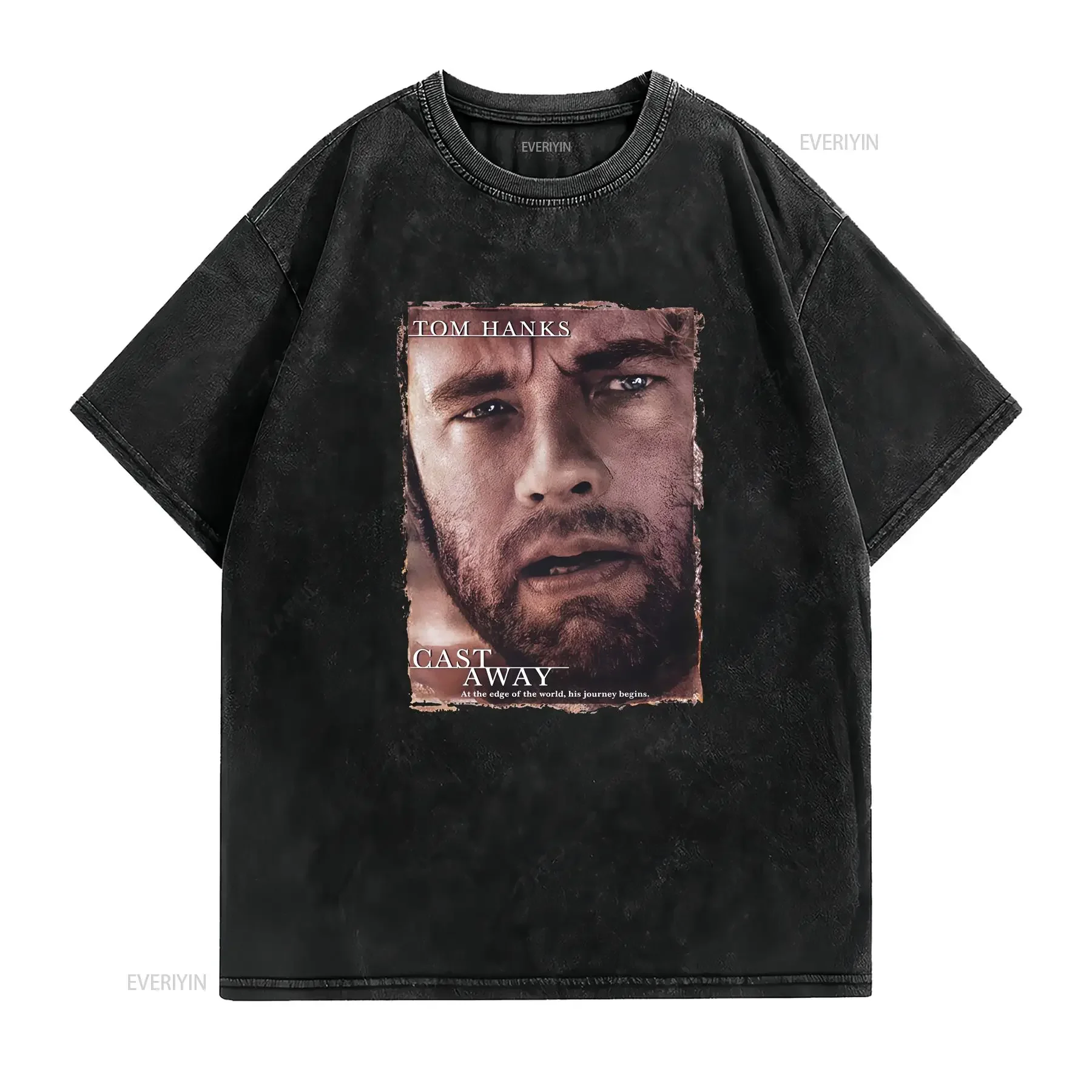 Cast Away Movie Tom Hanks Logo Men's White T shirt Size S 3XL vintage Washed homme Stylish streetwear Soft Breathable Casual