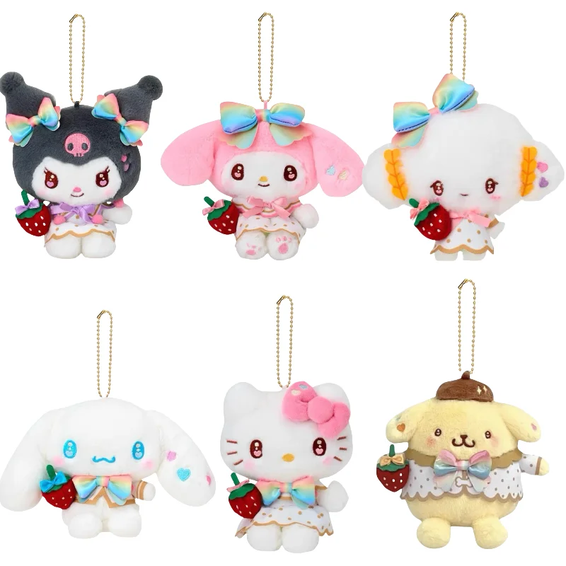 Kawaii Sanrio hello kitty Cogimyun my melody fresa noticias 50th año serie anime llavero de felpa lindo mochila colgante regalo