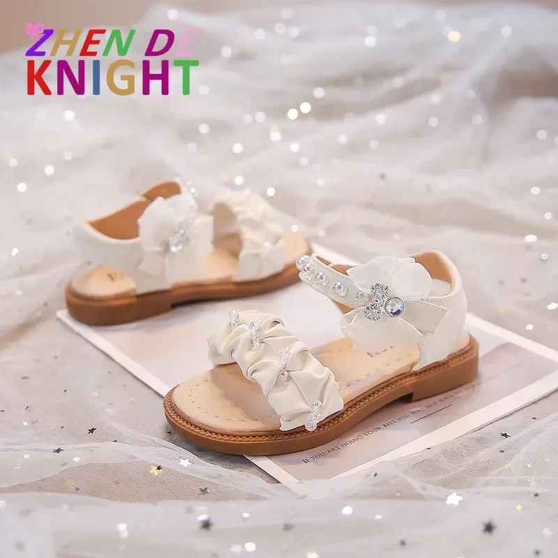 

2025 Summer New Girls' Mesh Sandals Children's Fashionable Princess Shoes Little Girls Open Toe Beach Shoes Baby Sandals