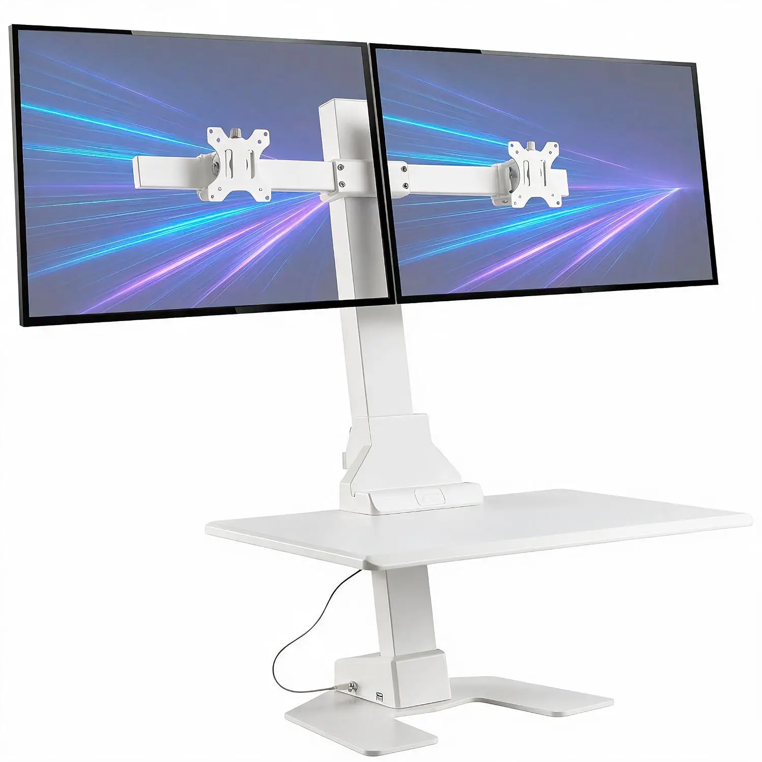 Electric Standing Desk Converter Motorized Adjustable Height Dual Monitor 28