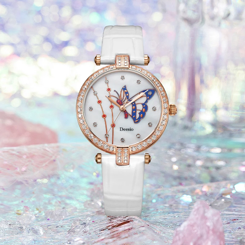 Deesio E2003B Luxury Band Women'S Quartz Watches High-End Butterfly Graphic Wristwatch Ladies Fashion Casual Watch For Wrist Y2k