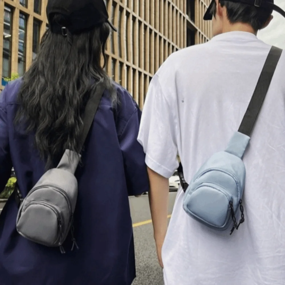 

Personalized Solid Color Men Crossbody Bag Nylon Multifunctional Sports Chest Bag Japanese Style Mini Shoulder Bag Phone Bag