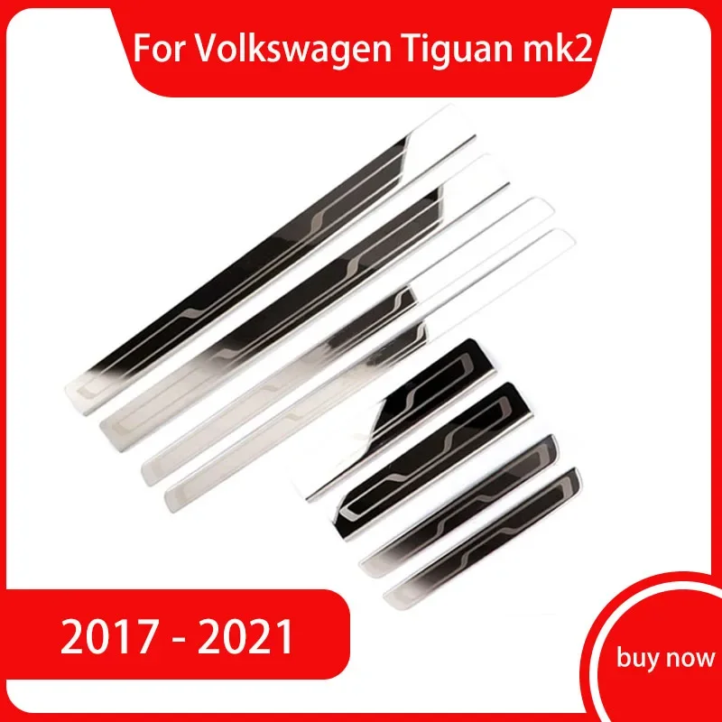 stainless steel Car door cover outside indise cover trim door sill plate For Volkswagen VW Tiguan mk2 2017 2018 2019 2020 2021