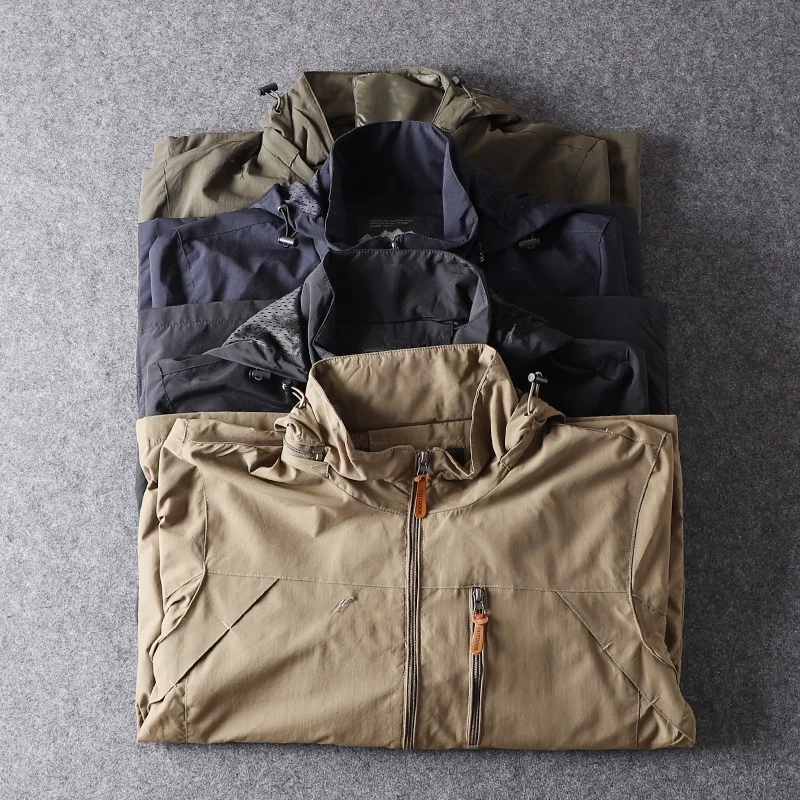

Tech Tee-in-One Outdoor Jaet Men's Faion Workwear Stand Fit Long Sve Spring Autumn Pure Color Hat Design