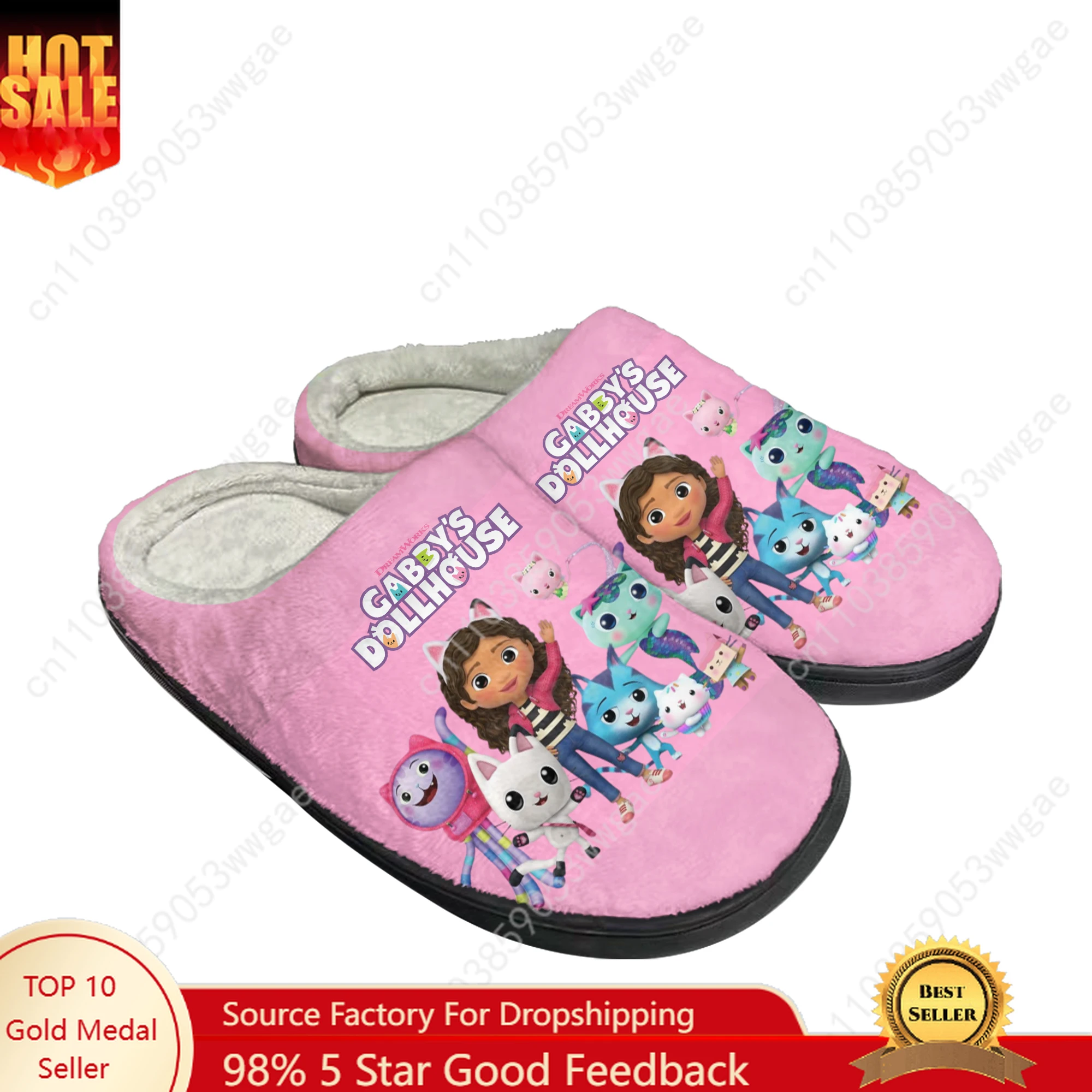 

Gabby's Dollhouse Cotton Shoes Family Slipper Man Women Teenager High Quality Plush Bedroom Casual Warm Shoe Customized Slippers