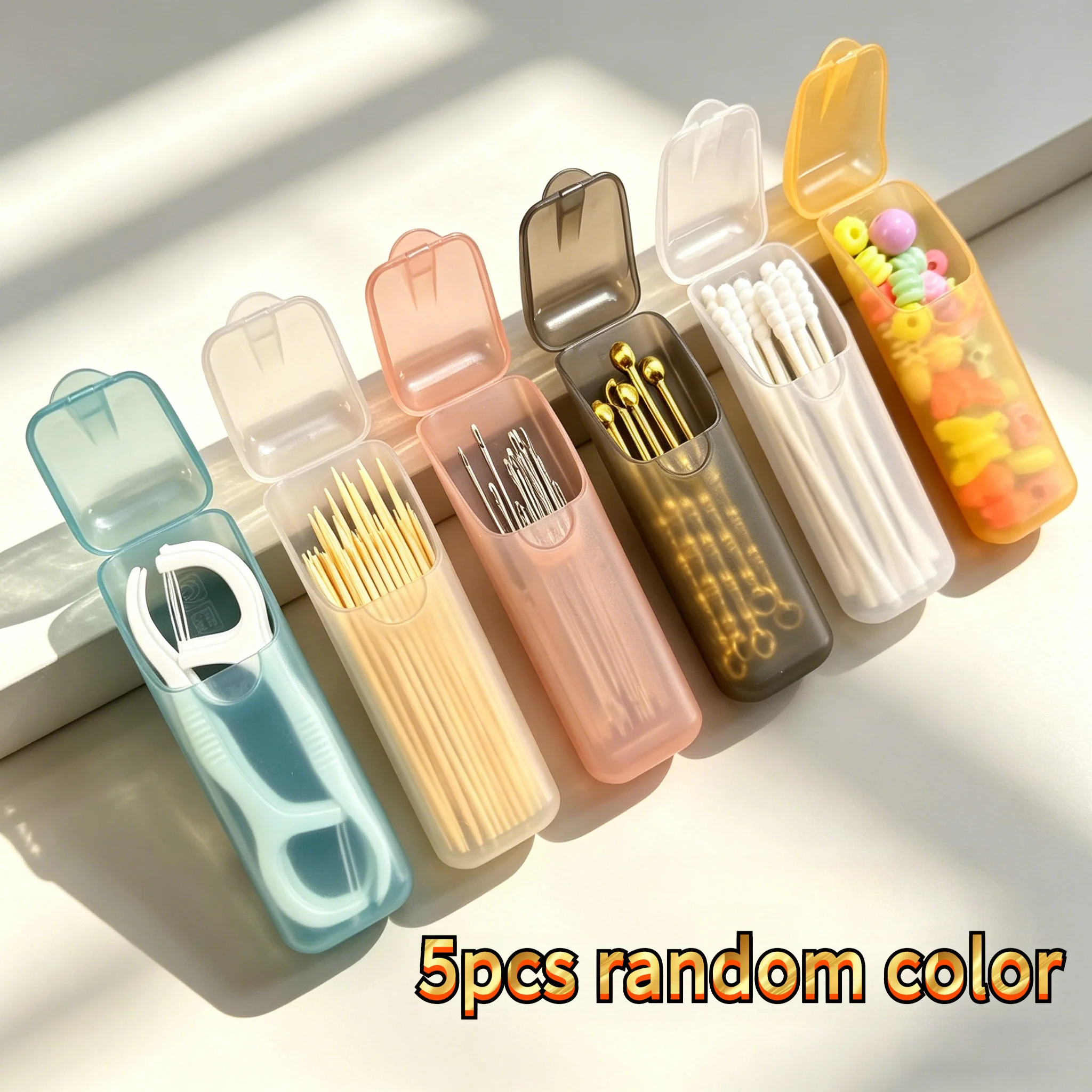 5pcs Portable Toothpick And Swab Storage Boxes (Random Colors) - Dust-Proof Design with Lid, Convenient for Use,Preventing Dust