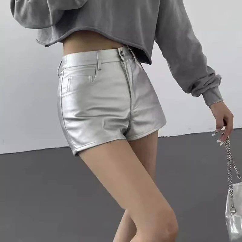 

PU leather shorts women's autumn new style spicy girl wearing leather pants loose casual pants high waisted trendy short pants