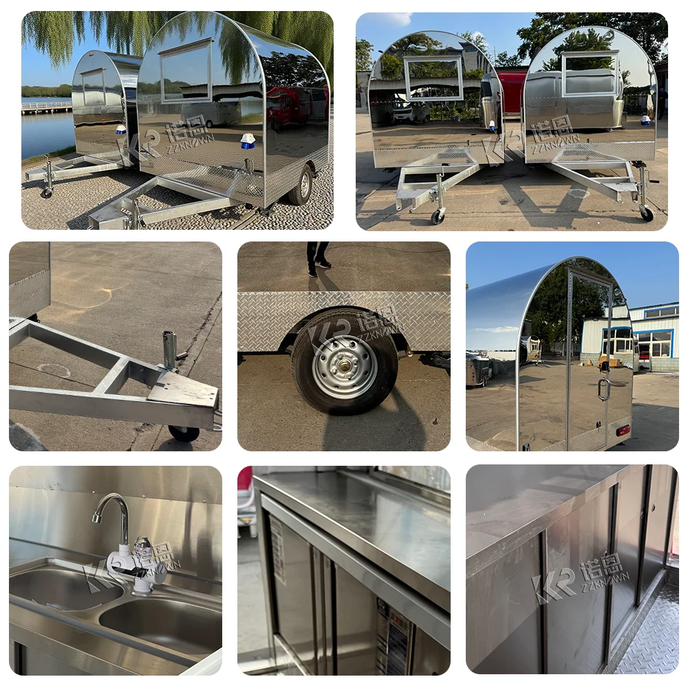 맞춤형 크기 푸드 트럭, 길거리 이동식 카트, 피자, 커피, 햄버거, 야외 음식 트레일러 키오스크 판매