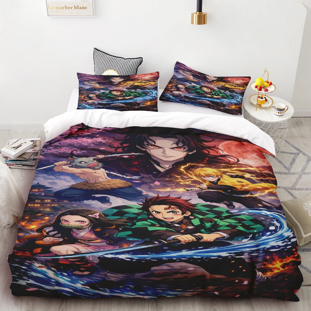 Duvet Cover Kamado Nezuko Demon Slayer Bedding Set Set Bedspread Pillowcase King Queen Full Single Size Bed Linen Kids Teen Gift view 2