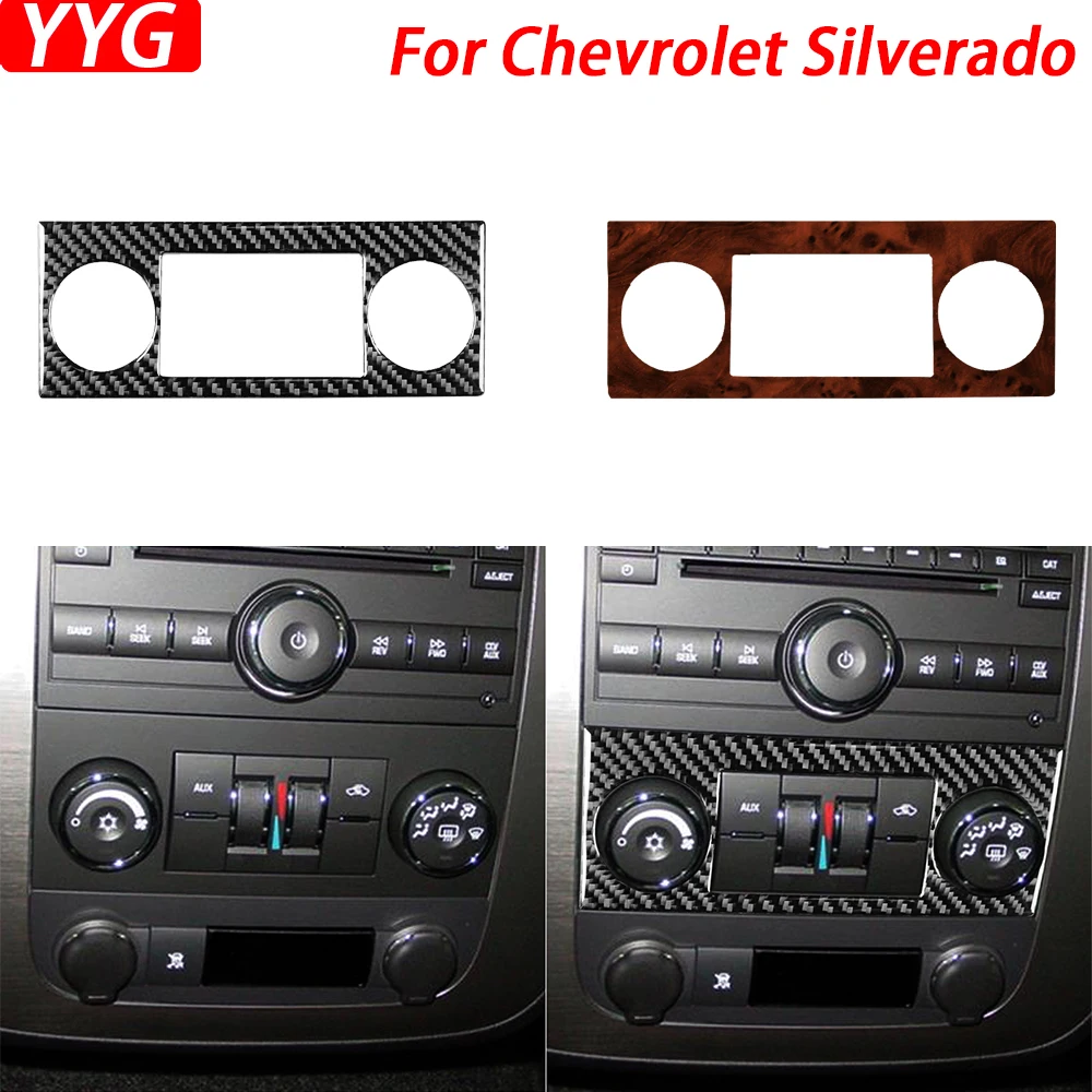 For Chevrolet Silverado Tahoe GMC Avalanche LTZ Sierra SLT Carbon Fiber Air Conditioning Control Panel Trim Car Interior Sticker